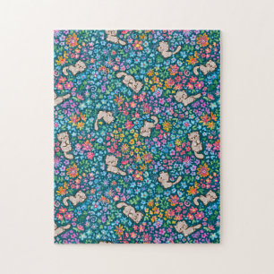 Puzzle Jardín Caprichoso de Pebble Gato Gris y Floral Bri