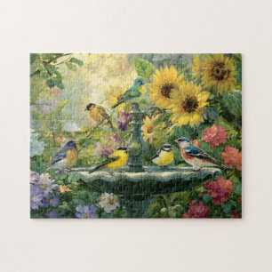 Puzzle Jardín de Baño de Pájaros de Verano