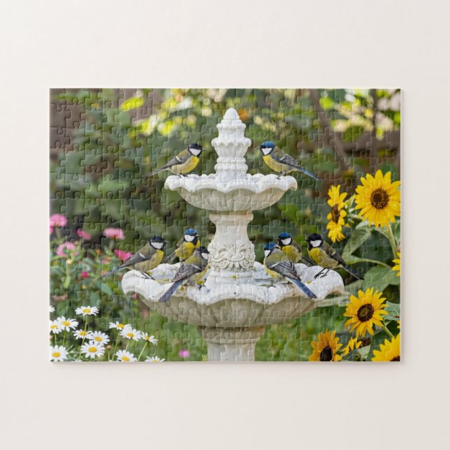 Puzzle Jardín de Baño de Pájaros de Verano (Horizontal)