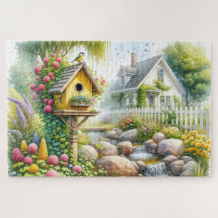 Puzzle Jardín de Cabaña Caprichosa Casa para Pájaros Arro