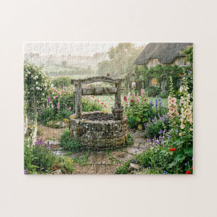 Puzzle Jardín de Cabaña con Pozo