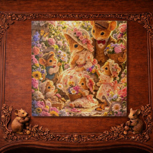 Puzzle Jardín de Cabaña de la Familia de Ratones Victoria
