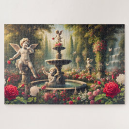 Puzzle Jardín de Cupido: Arte Romántico de Querubín y Ros