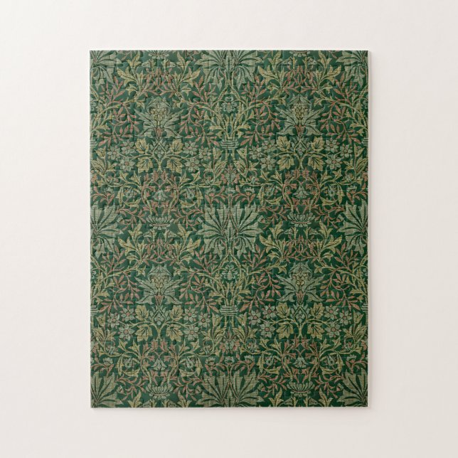 Puzzle Jardín de flores de William Morris - Verdes (Vertical)