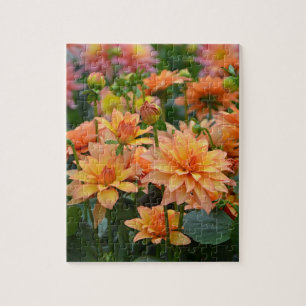 Puzzle jardín de flores naranja dahlia
