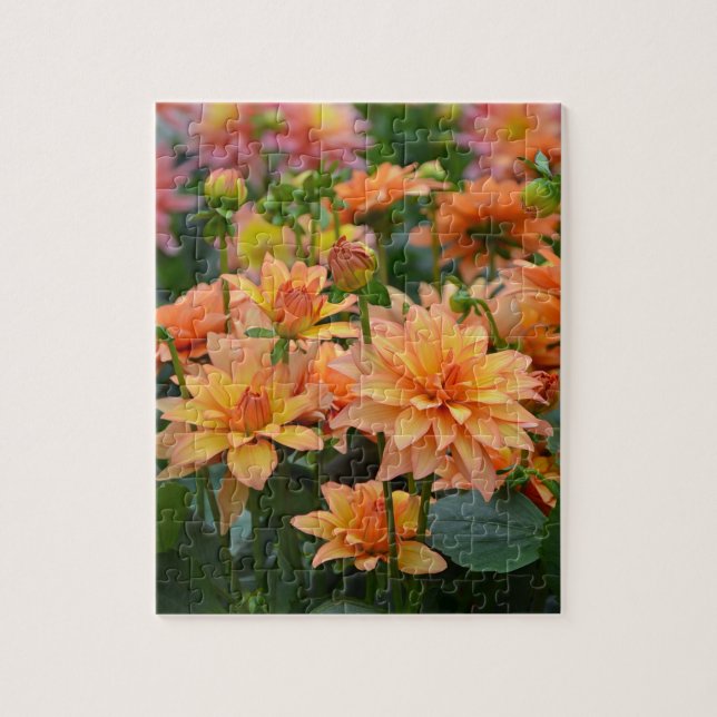 Puzzle jardín de flores naranja dahlia (Vertical)