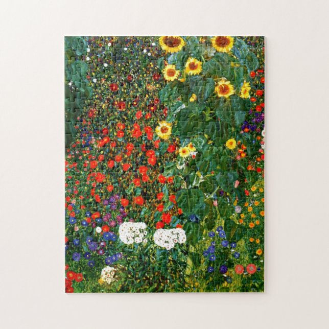 Puzzle Jardín de granja con girasoles por Gustav Klimt (Vertical)
