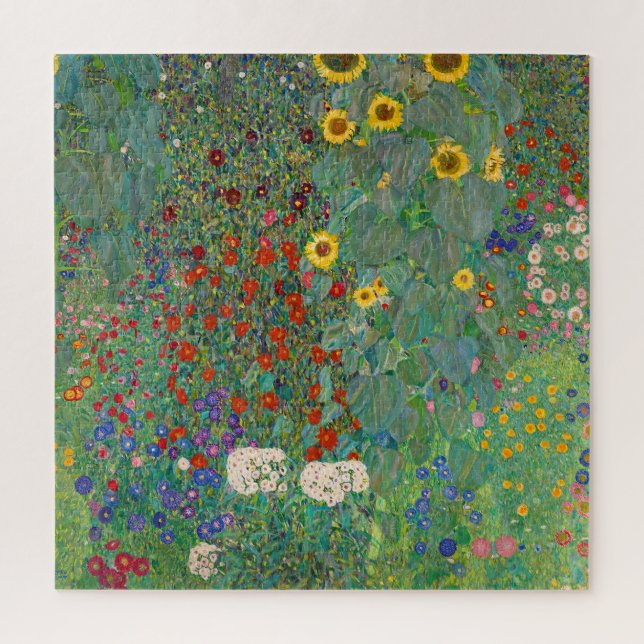 Puzzle Jardín de granja con girasoles por Gustav Klimt (Vertical)