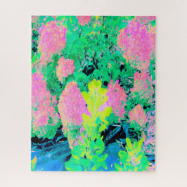 Puzzle Jardín de hidrangea rosada con oliva amarilla