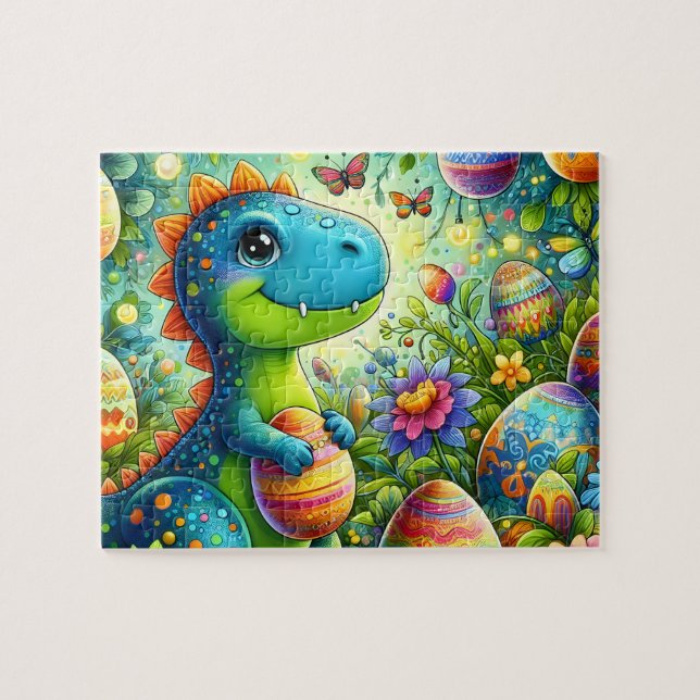 Puzzle Jardín de huevos de Pascua de dinosaurios (Horizontal)
