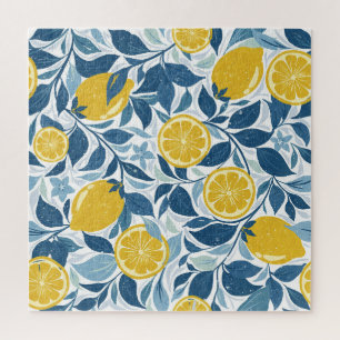 Puzzle Jardín de limón de Zesty - amarillo claro y azul