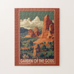 Puzzle Jardín de los dioses Colorado Springs Viajes de ép<br><div class="desc">Diseño vectorial de los jardines de los dioses. Situado a los pies del pico Pikes,  este monumento natural nacional y un popular parque cuenta con impresionantes formaciones geológicas,  escalada en roca y senderos naturales.</div>