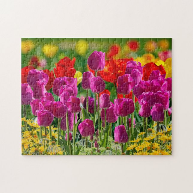 Puzzle Jardín de Tulipanes Coloridos  (Horizontal)