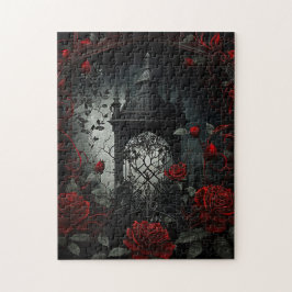 Puzzle Jardín del Rosa del Cementerio Gótico con rojo y n