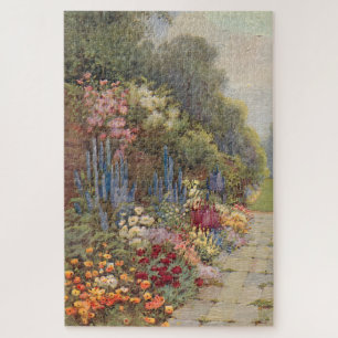 Puzzle Jardín inglés vintage con camino de piedra