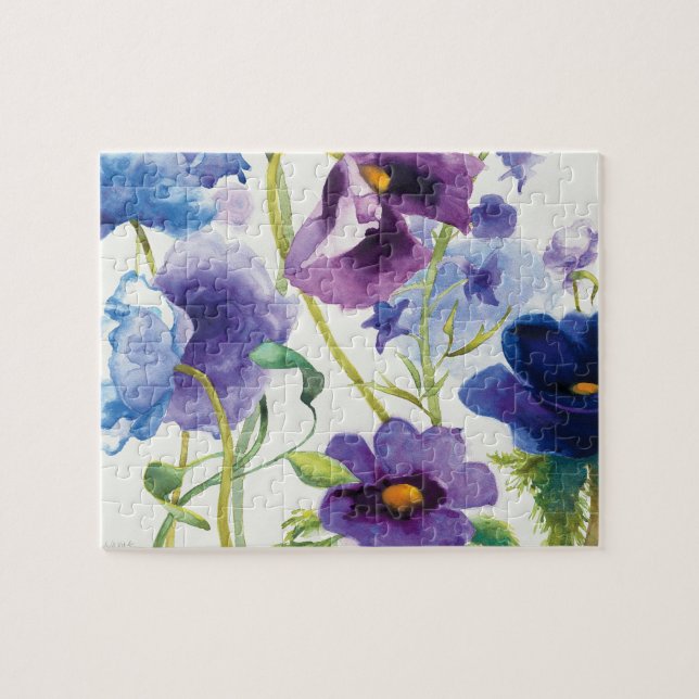 Puzzle Jardín mezclado azul y púrpura (Horizontal)