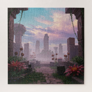 Puzzle Jardín místico en flor en el templo místico