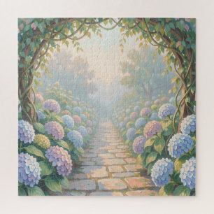 Puzzle Jardín Soñador de Hortensias con Arco y Camino de