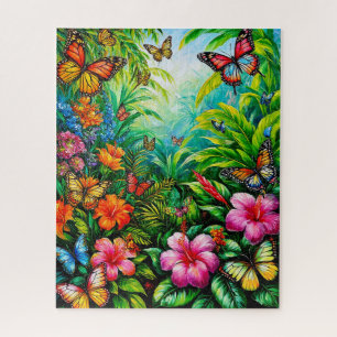 Puzzle Jardín Tropical con Mariposas Coloridas
