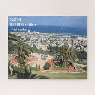 Puzzle Jardines Baha'i en Haifa, Israel, texto personaliz