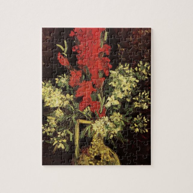 Puzzle Jarrón con gladiolos, claveles por Vincent van Gog (Vertical)