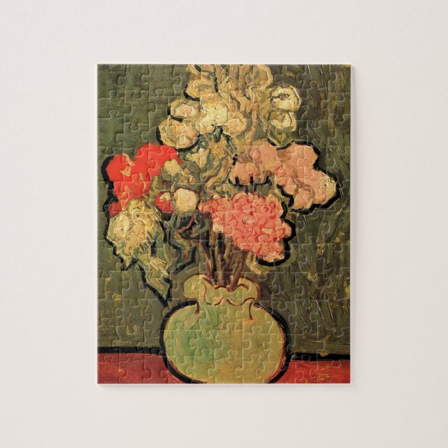 Puzzle Jarrón con malvas rosas de Vincent van Gogh (Vertical)