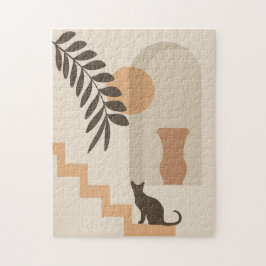 Puzzle Jarrón de hoja de escalera Gato, arte geométrico a