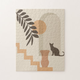 Puzzle Jarrón de hoja de escalera Gato, Arte geométrico a