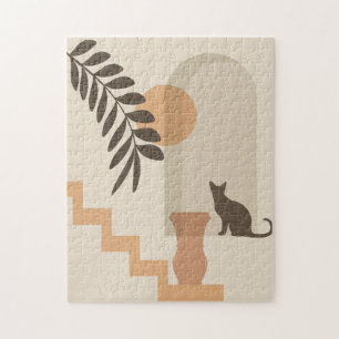 Puzzle Jarrón de hoja de escalera Gato, Arte geométrico a