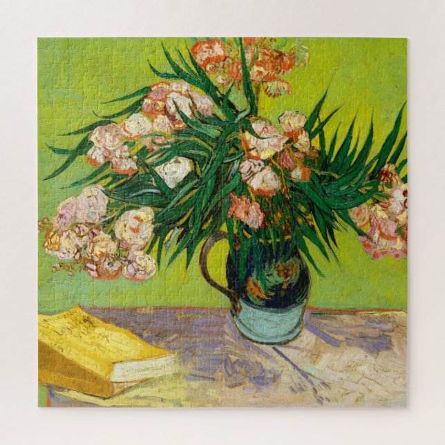 Puzzle Jarrón de Vincent Van Gogh con adelfas y libros (Vertical)