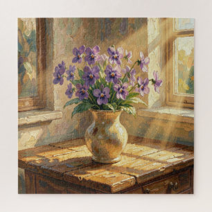 Puzzle Jarrón de Violetas Moradas Impasto