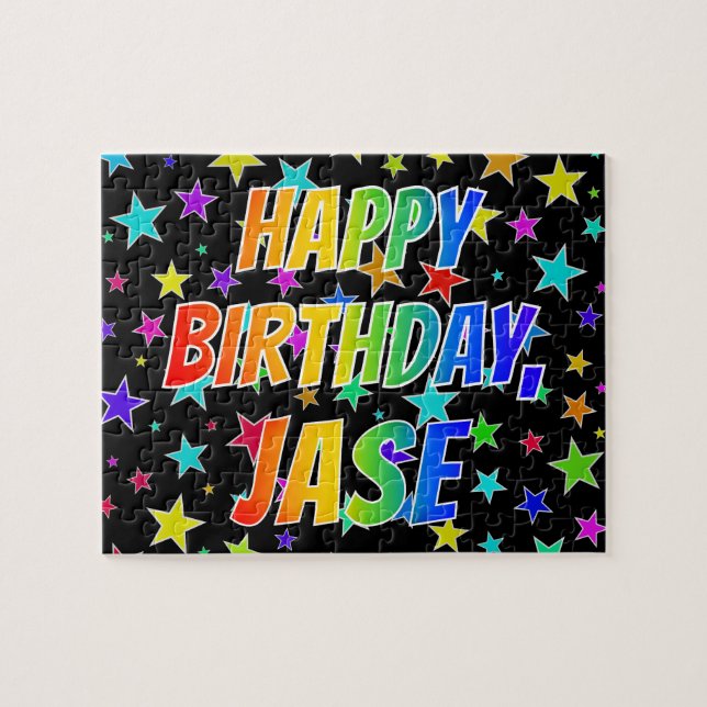 Puzzle "JASE" Nombre, Diversión "FELIZ CUMPLEAÑOS" (Horizontal)