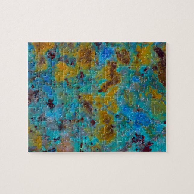 Puzzle Jasper de crisocola azul manchado (Horizontal)