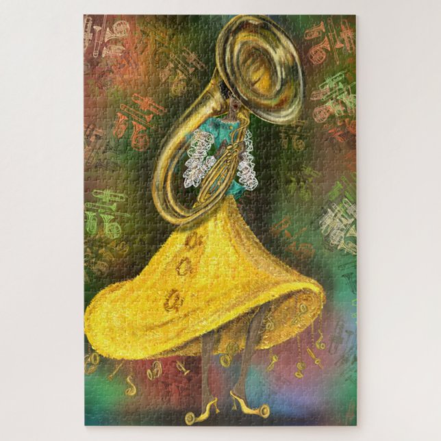 Puzzle Jazz Lady Tuba Player Dance Music Song Soul Sound (Vertical)