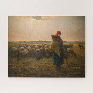 Puzzle Jean-Francois Millet - Pastora y rebaño 1863