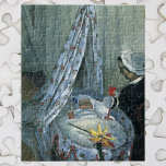 Puzzle Jean Monet en su cuna por Claude Monet<br><div class="desc">Jean Monet en Su Cuna (1867) de Claude Monet es un retrato de la familia del arte de arte fino del impresionismo vintage. El hijo del artista como bebé durmiendo en su cuna. Su madre o niñera lo está mirando mientras duerme en su bassinet en el vivero. Sobre el artista:...</div>