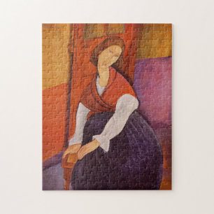 Puzzle Jeanne Hebuterne En Un Shawl Rojo De Modigliani