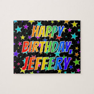 Puzzle "JEFFERY" Nombre, Diversión "FELIZ CUMPLEAÑOS"