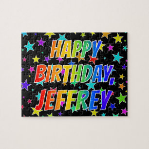 Puzzle "JEFFREY" Nombre, Diversión "FELIZ CUMPLEAÑOS"