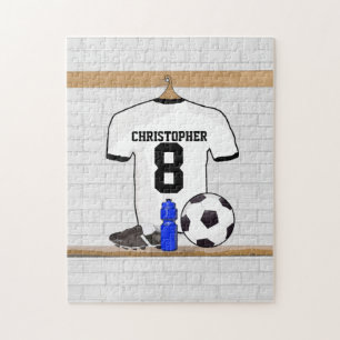 Puzzle Jersey de fútbol negro blanco personalizado del