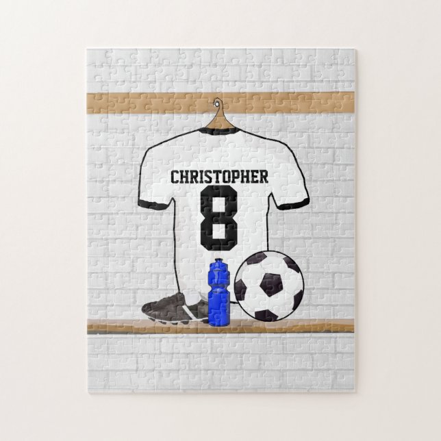 Puzzle Jersey de fútbol negro blanco personalizado del (Vertical)
