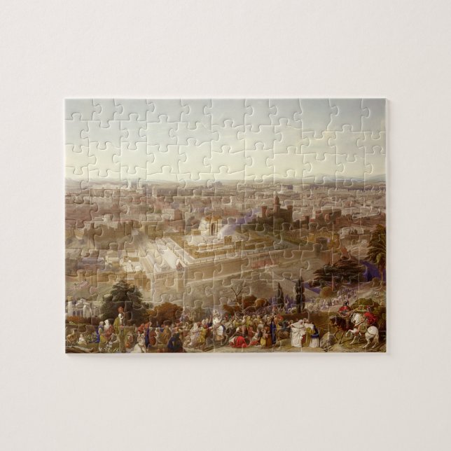 Puzzle Jerusalén en su grandeza, grabada por Charles Mot (Horizontal)