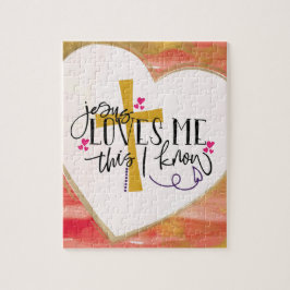 Puzzle "Jesus Loves Me This I Know" Heart Cross