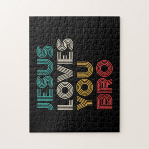 Puzzle Jesús Te Ama Hermano, Gracioso Retro De Fe Cristia