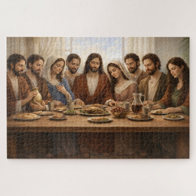 Puzzle Jesus With His Family Christian Gift Easter Faith  (Horizontal)