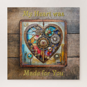 Puzzle Jewels y corazón de vidrio emplomado serie Steampu