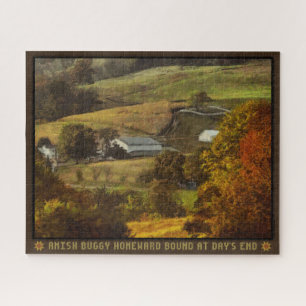 Puzzle Jigsaw Amish Buggy enganchado a casa al final del 
