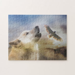 Puzzle Jigsaw Puzz inspiró a los nativos de Wolf y Hawk