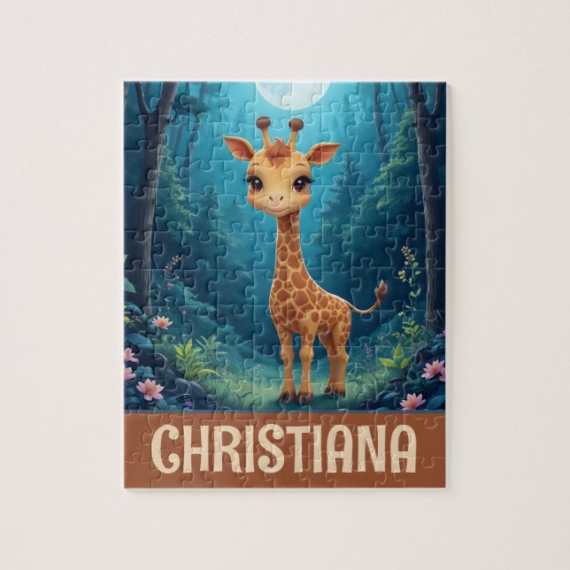 Puzzle Jirafa caprichosa linda personalizada (Vertical)