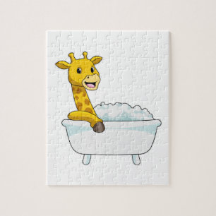 Puzzle Jirafa con bañera con espuma
